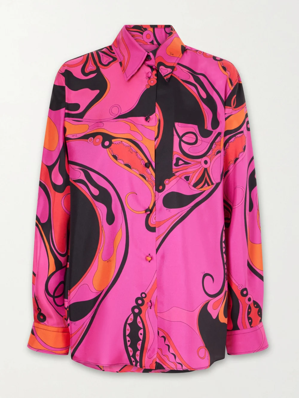 Pucci Printed Silk-twill Shirt in bright pink