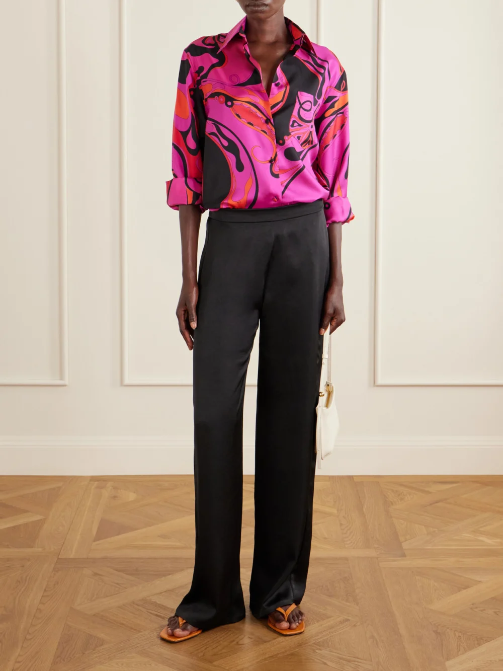 Pucci Printed Silk-twill Shirt, worn by a model