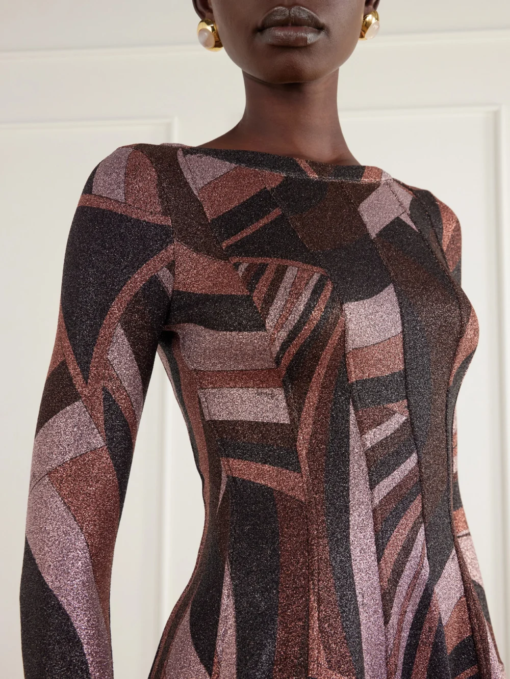 Close-up detail of the Pucci Printed Stretch-jersey Mini Dress