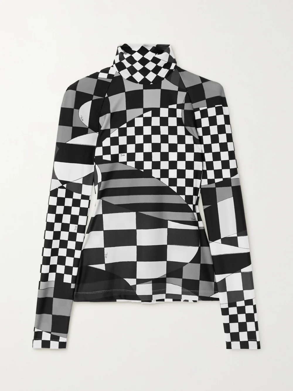 Pucci Printed Stretch-jersey Turtleneck Top in black