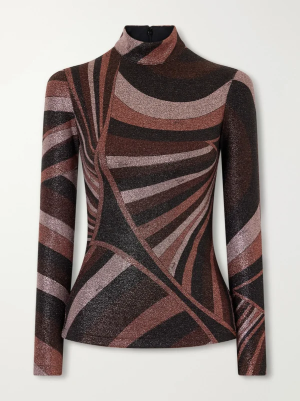 Pucci Printed Stretch-jersey Turtleneck Top