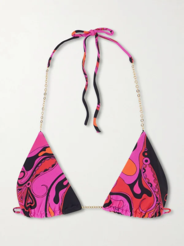 Pucci Printed Triangle Bikini Top