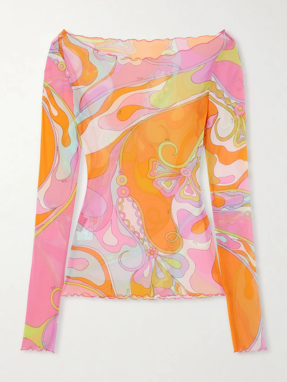 Pucci Printed Tulle Blouse in pink