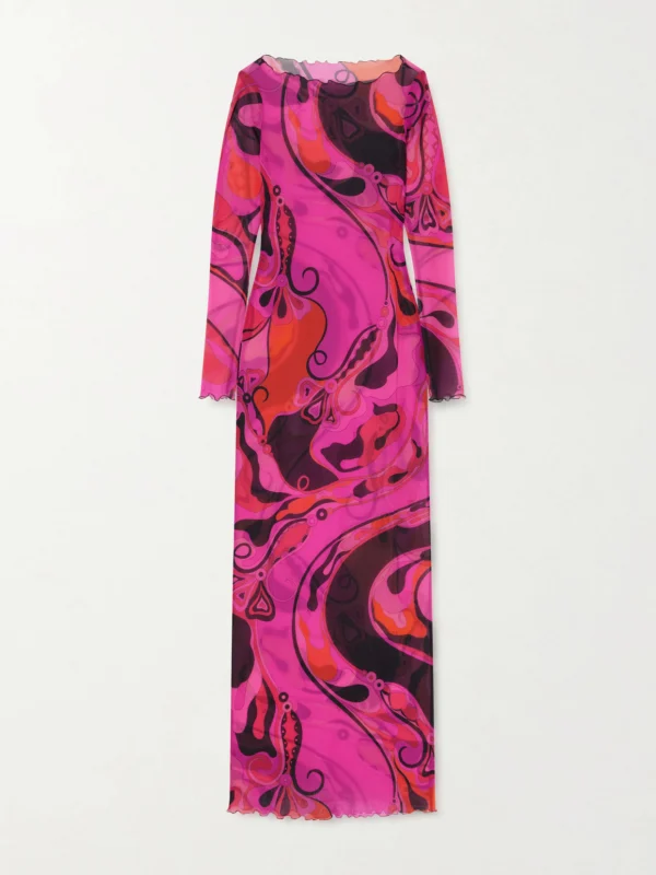 Pucci Printed Tulle Maxi Dress