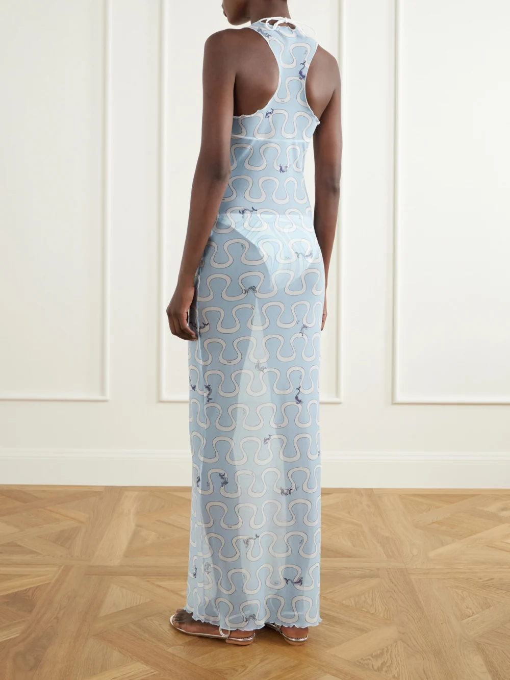 Back view of the Pucci Printed Tulle Maxi Dress