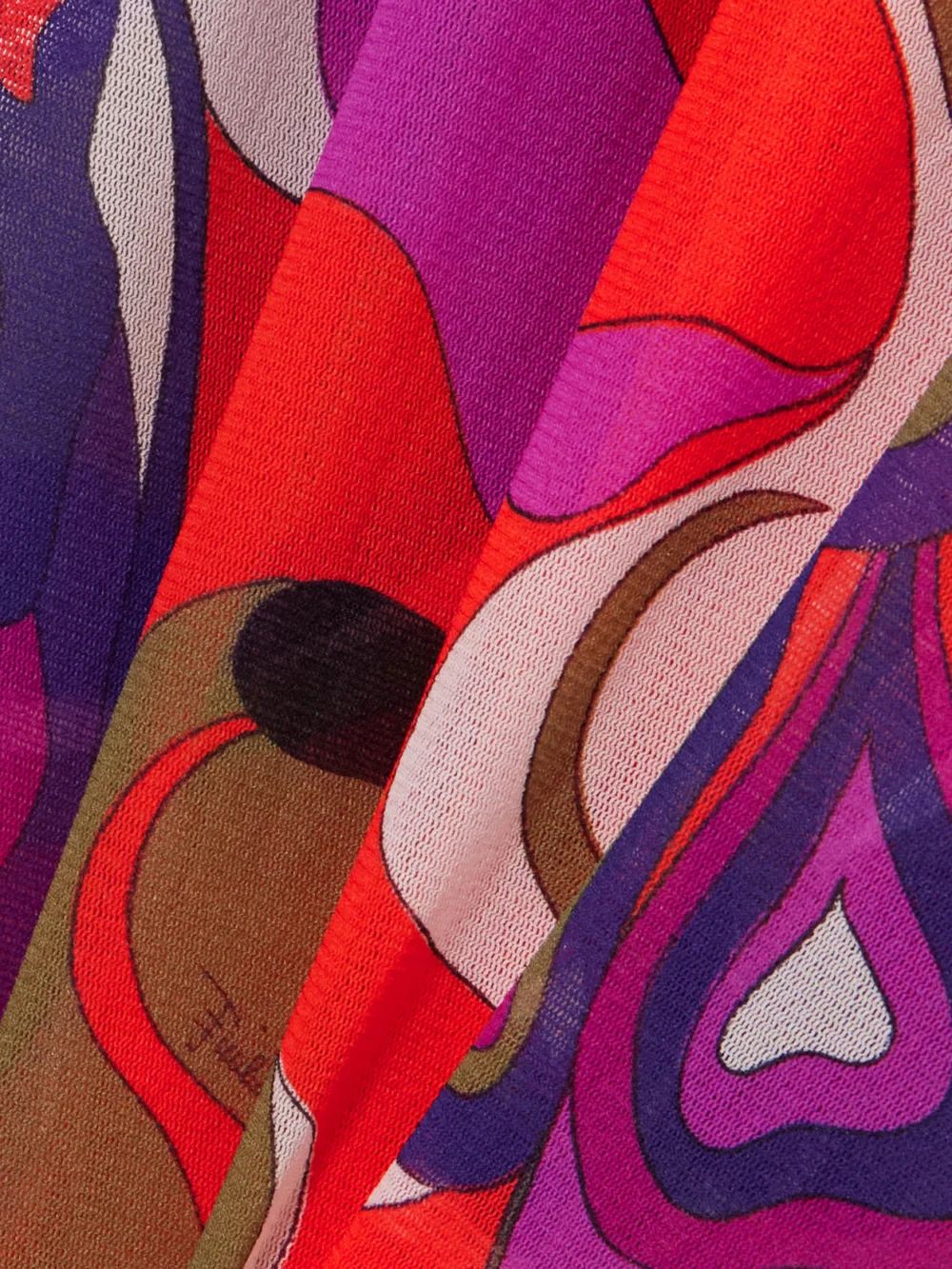 Close-up detail of the Pucci Printed Tulle Maxi Dress