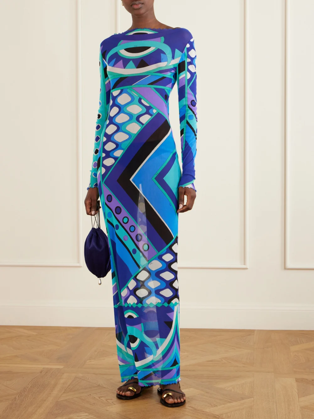 Pucci Printed Tulle Maxi Dress, worn by a model