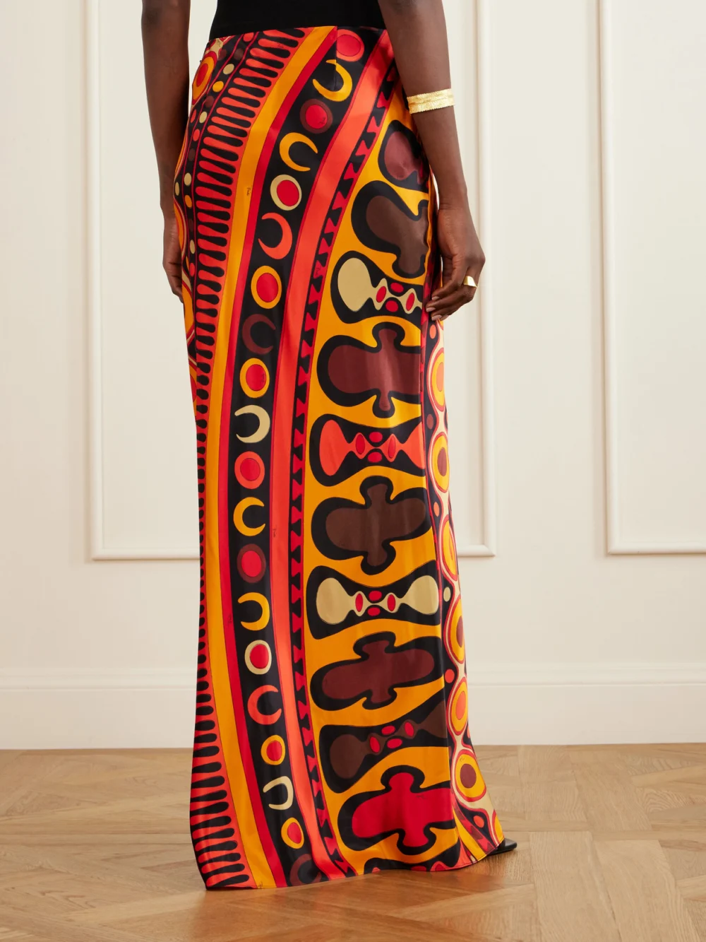 Back view of the Pucci Printed Tulle Maxi Skirt