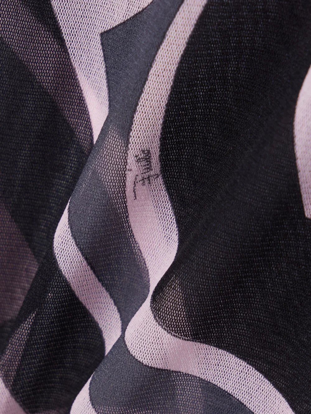 Close-up detail of the Pucci Printed Tulle Turtleneck Top