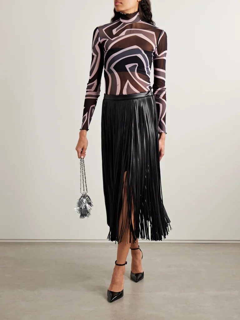 Pucci Printed Tulle Turtleneck Top