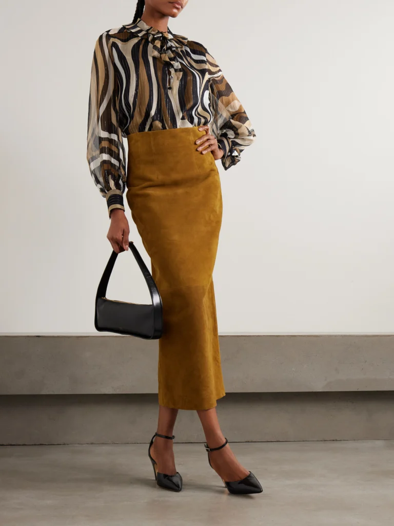 Pucci Ruffled Metallic Silk-blend Crepon Pussy-bow Blouse