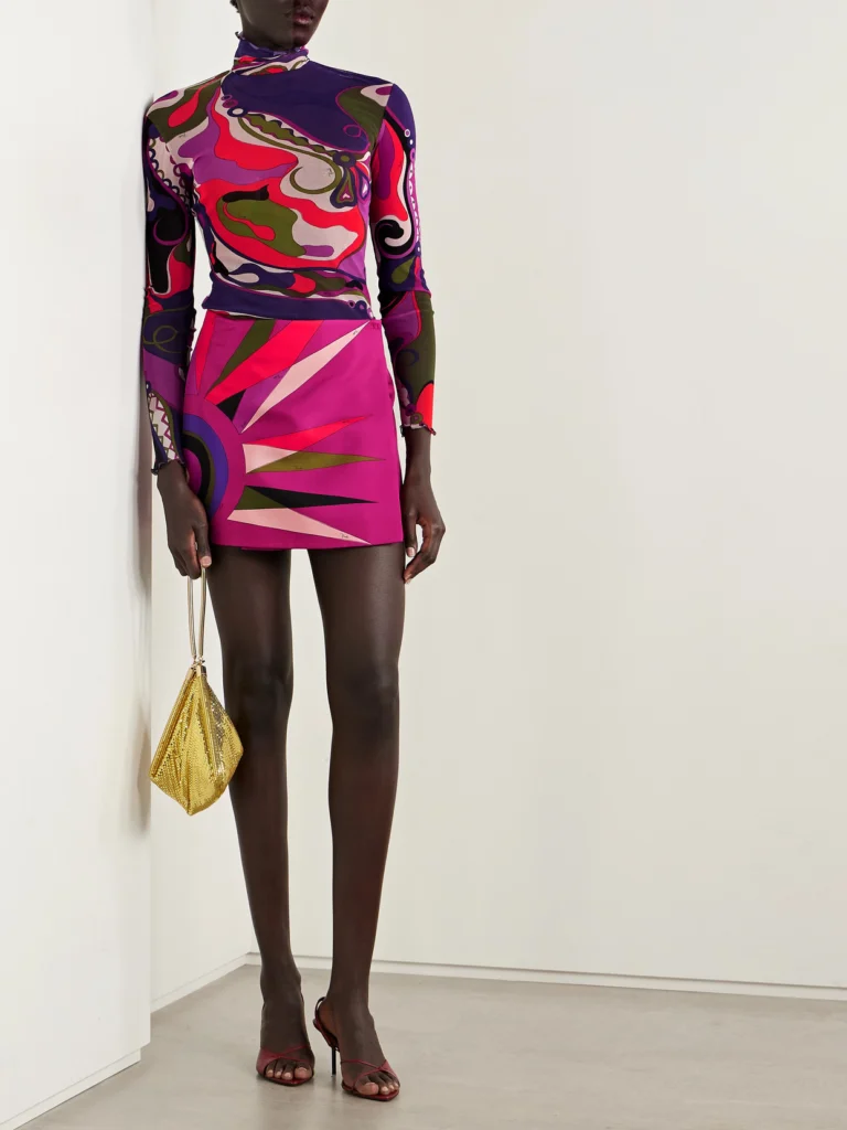 Pucci Wrap-effect Printed Silk-twill Mini Skirt