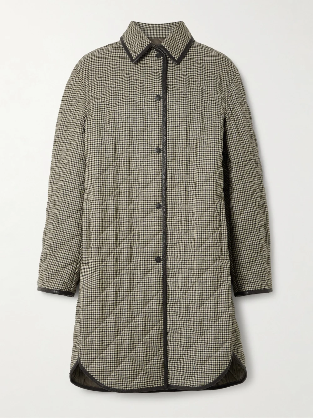 Purdey Abbot Textured Leather-trimmed Houndstooth Quilted Wool Jacket in multi