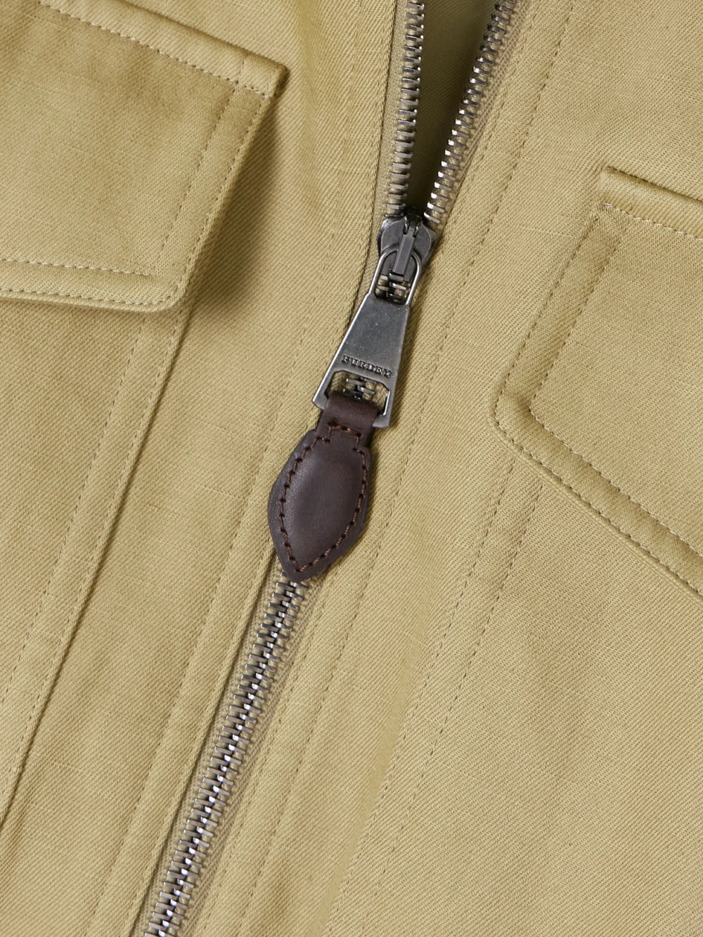 Close-up detail of the Purdey Alnwick Cotton and Linen-blend Twill Jacket