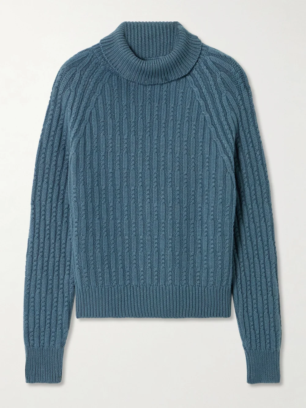 Purdey Annabel Cable-knit Cashmere Turtleneck Sweater in blue