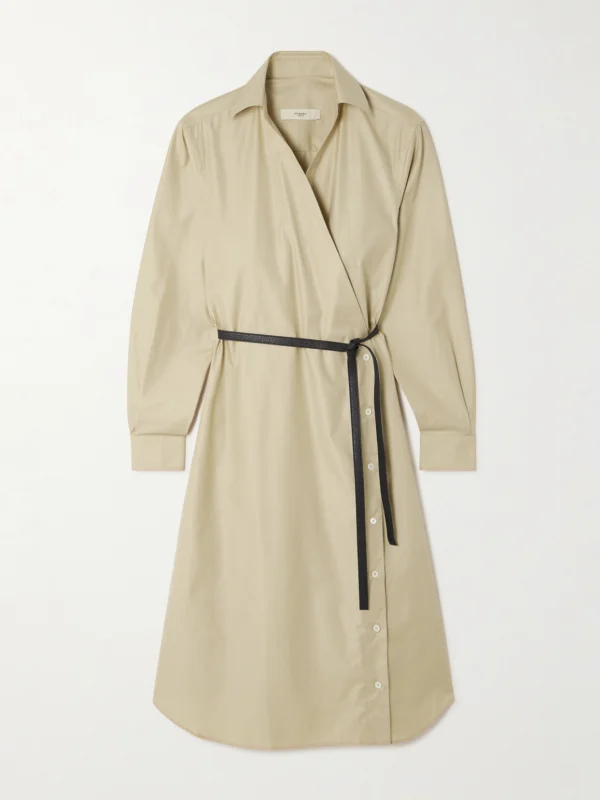 Purdey Belted Cotton and Tencel™ Lyocell-blend Poplin Midi Wrap Dress