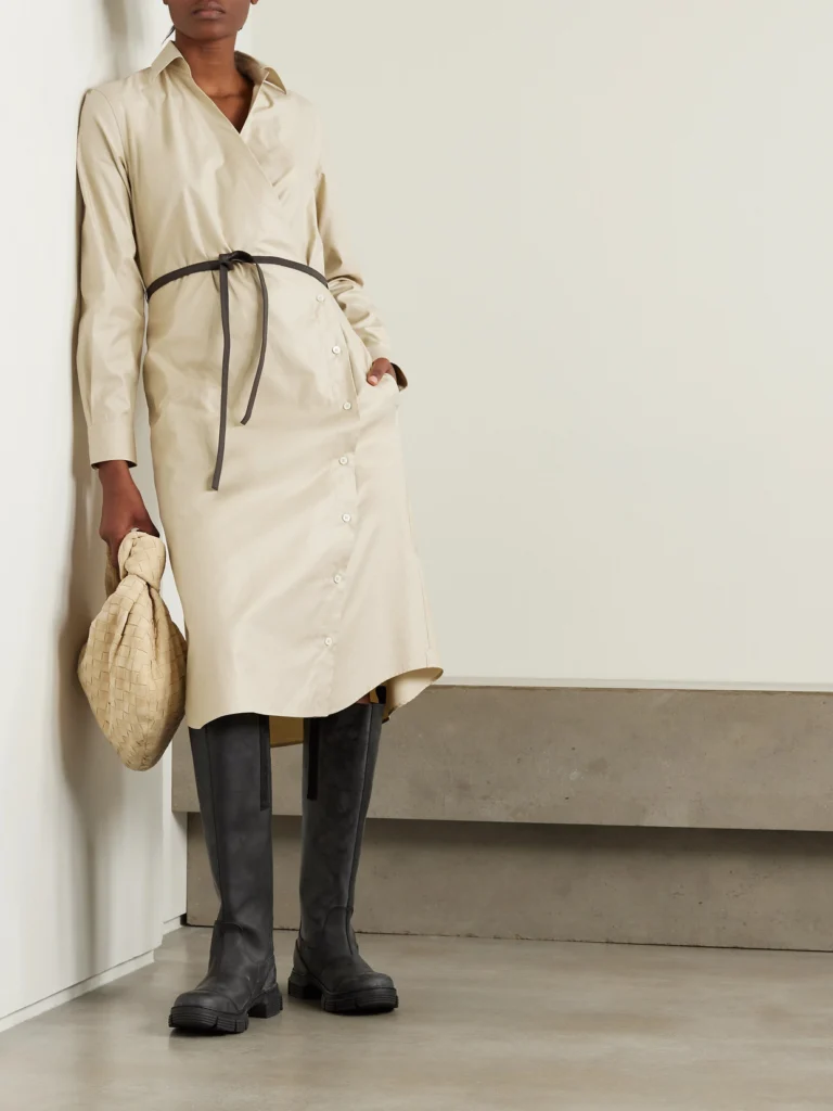 Purdey Belted Cotton and Tencel™ Lyocell-blend Poplin Midi Wrap Dress