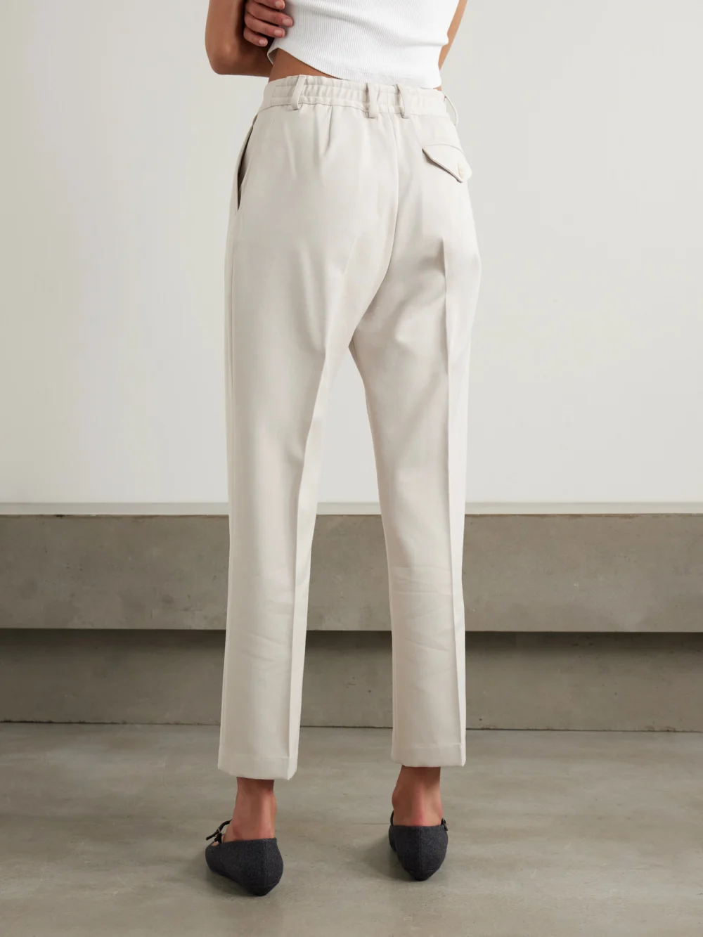 Back view of the Purdey Cotton and Wool-blend Twill Straight-leg Pants