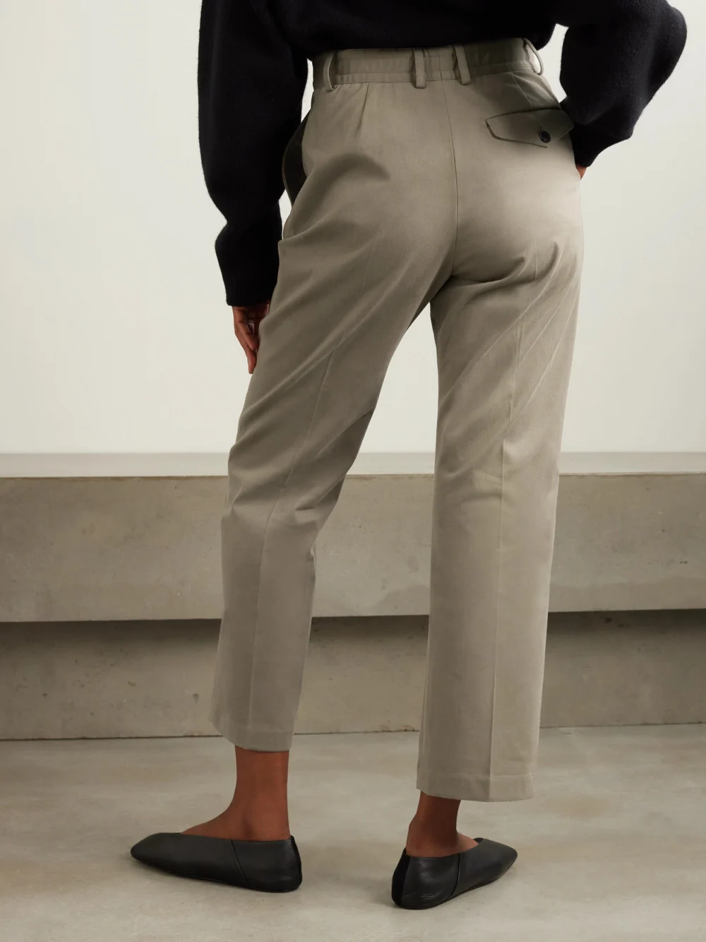 Back view of the Purdey Cotton-blend Twill Straight-leg Pants