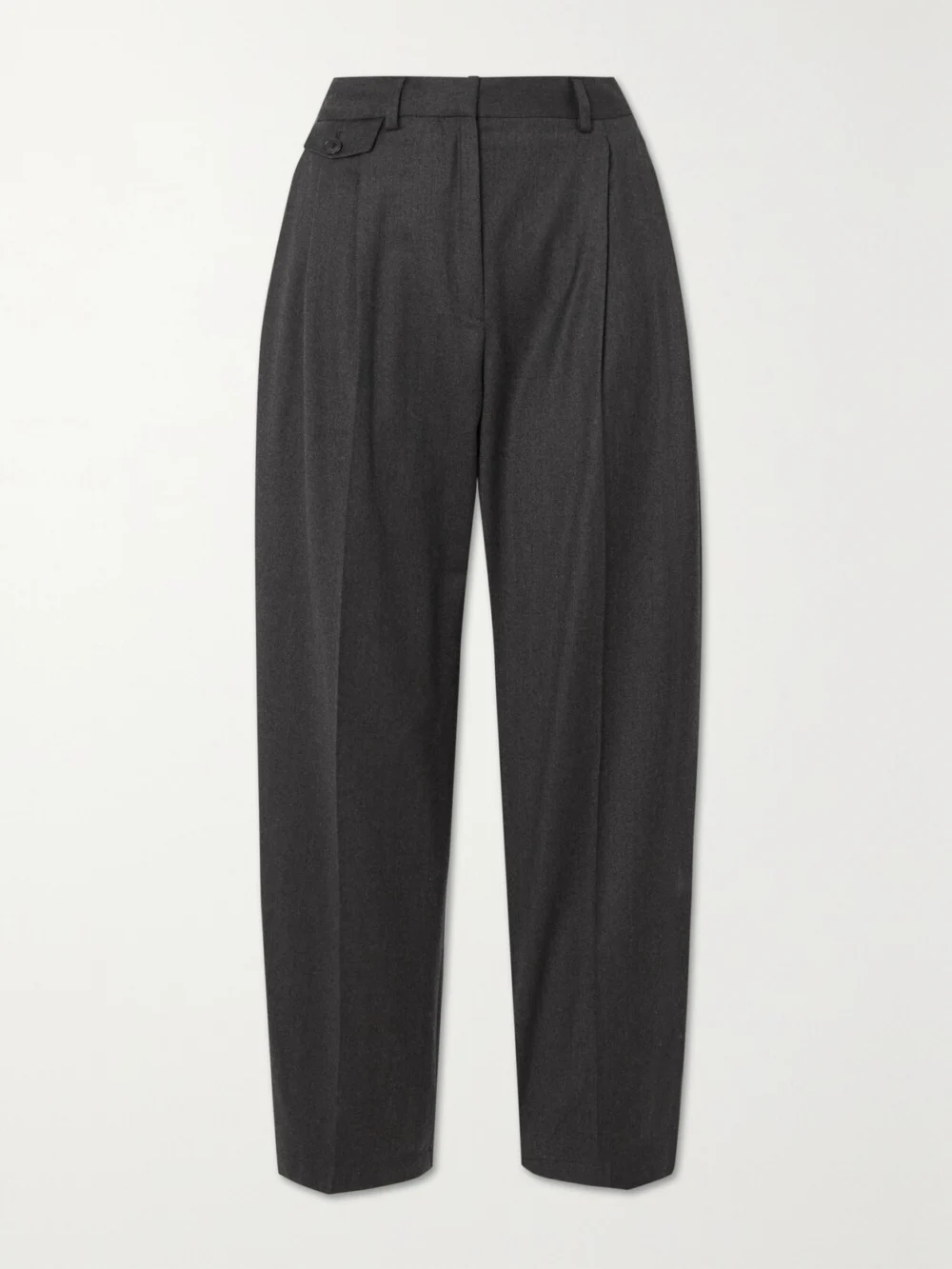 Purdey Cropped Pleated Cotton-flannel Tapered Pants in gray