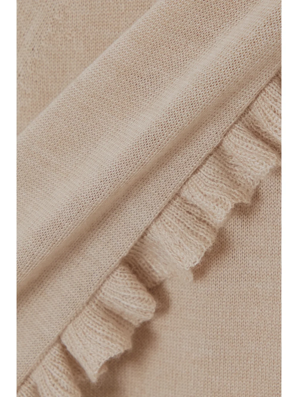 Close-up detail of the Purdey Draped Pointelle-knit Cashmere Sweater
