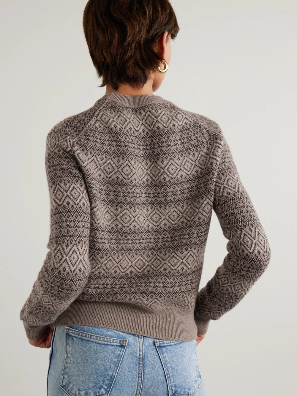 Back view of the Purdey Kirkstone Fair Isle Cashmere Sweater
