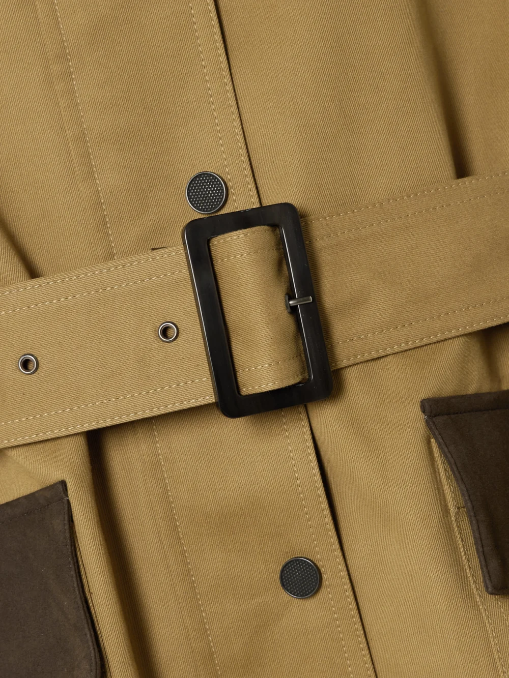 Close-up detail of the Purdey Lexham Belted Coated-cotton Jacket
