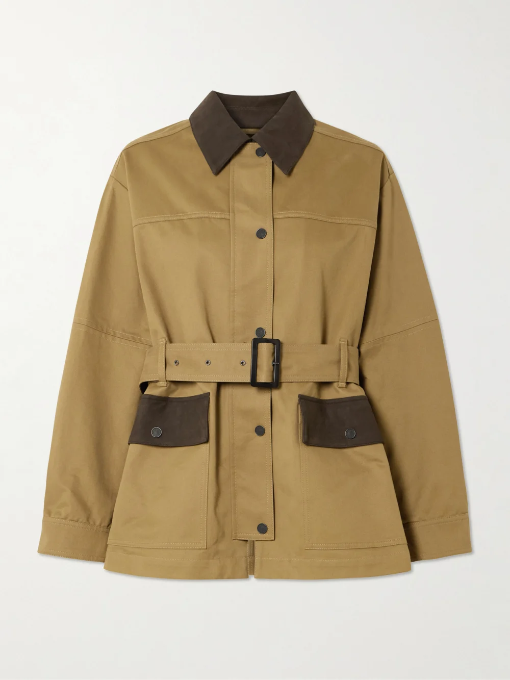 Purdey Lexham Belted Coated-cotton Jacket in army green