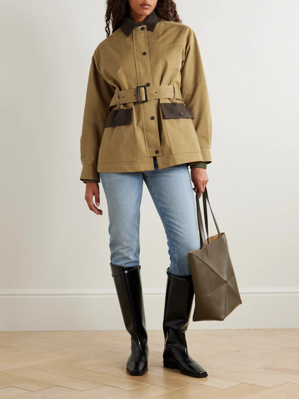 Purdey Lexham Belted Coated-cotton Jacket, worn by a model