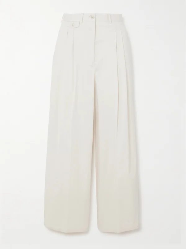 Purdey Pleated Cotton-blend Twill Wide Leg Pants