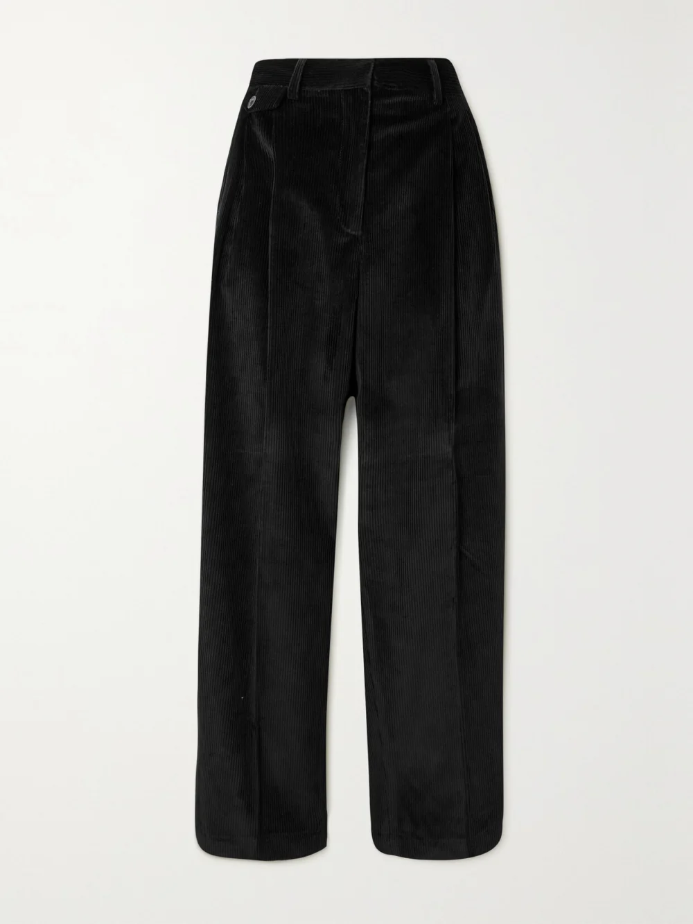 Purdey Pleated Cotton-corduroy Tapered Pants in black