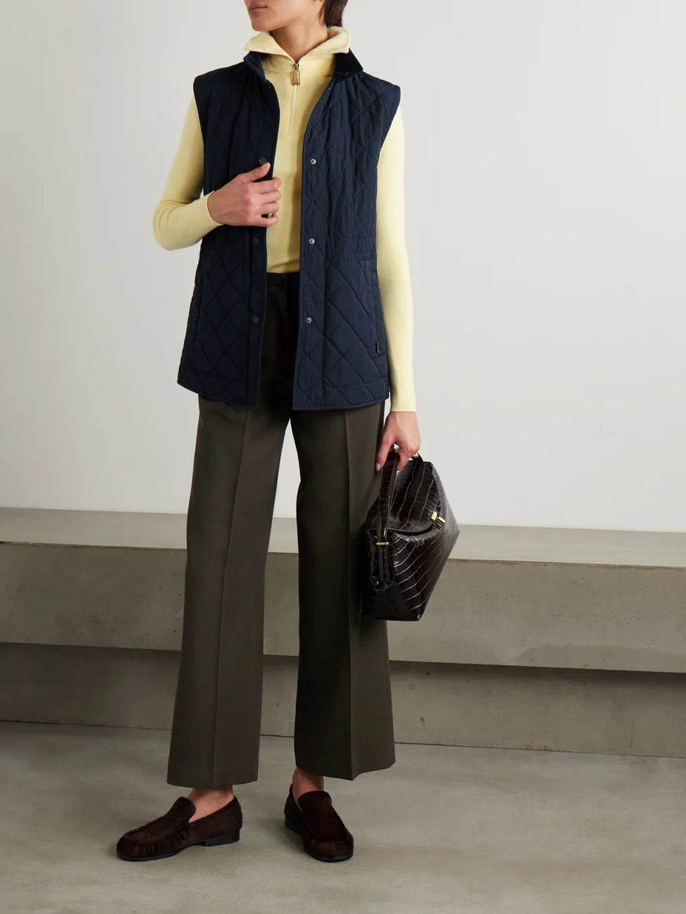 Purdey Quilted Shell Vest, worn by a model