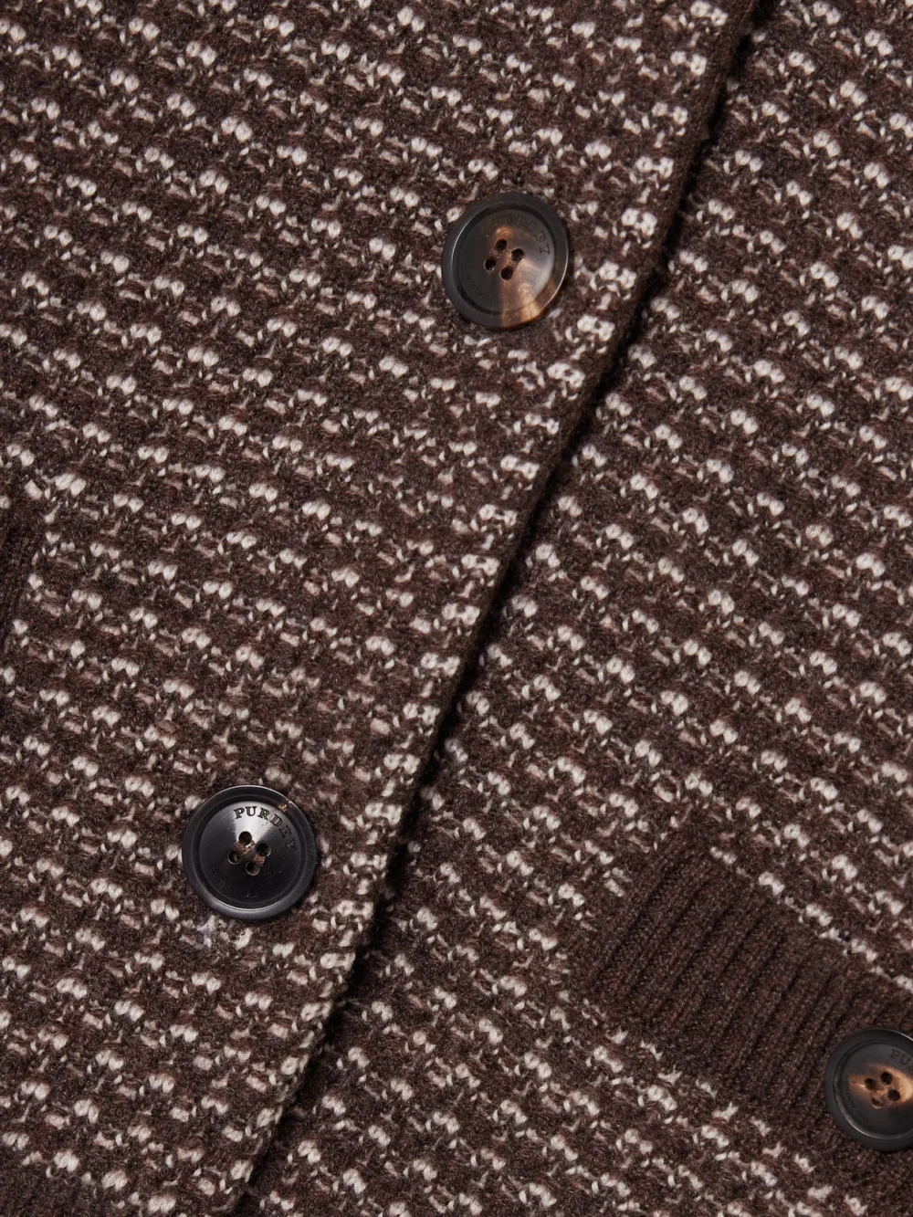 Close-up detail of the Purdey Rosebank Cashmere Cardigan