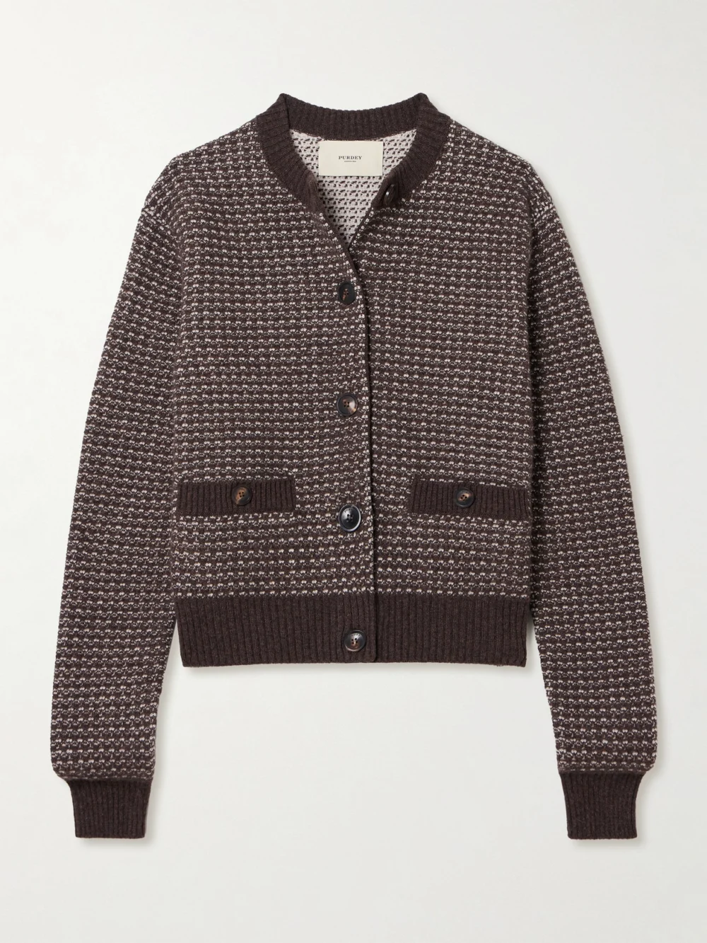 Purdey Rosebank Cashmere Cardigan in dark brown