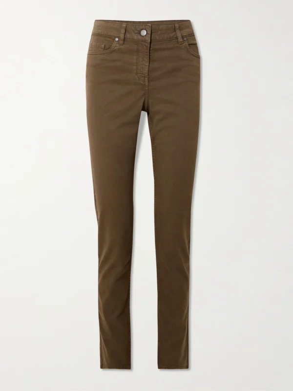 Purdey Stretch Cotton, Tencel™ and Silk-blend Twill Slim-leg Pants
