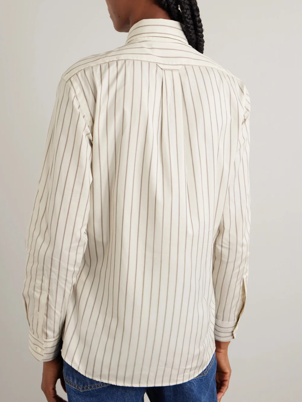 Back view of the Purdey Striped Cotton and Silk-blend Shirt