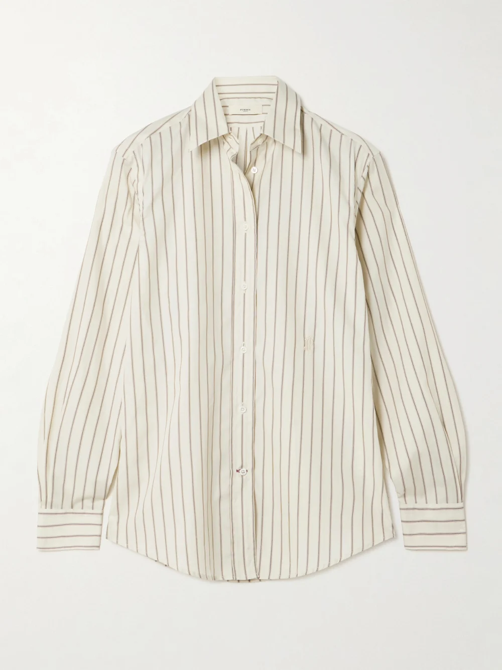 Purdey Striped Cotton and Silk-blend Shirt in white