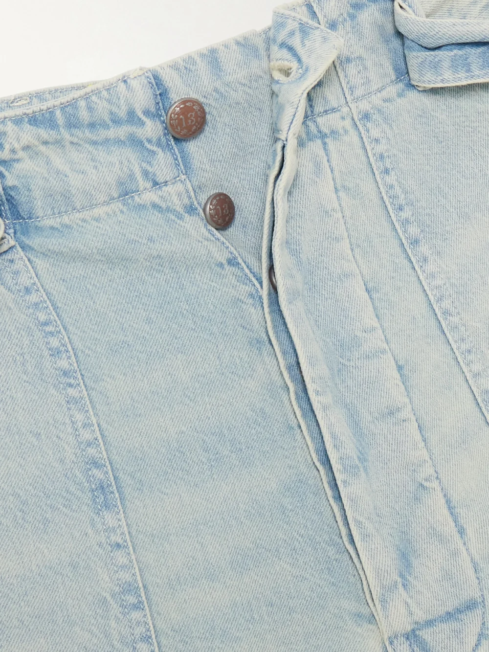 Close-up detail of the R13 Belted Venti Utility Pant High-rise Wide-leg Jeans