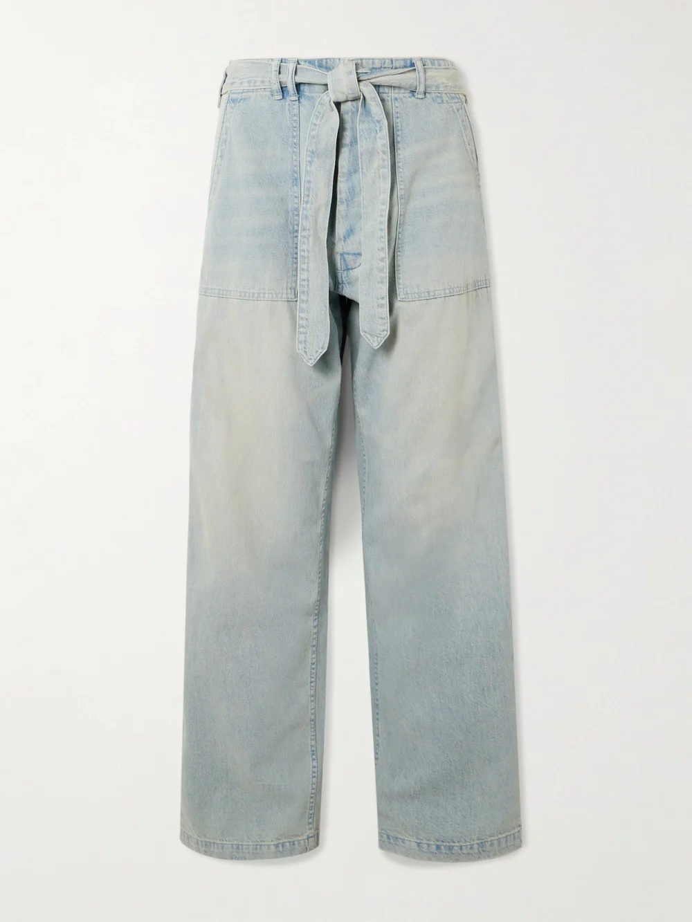 R13 Belted Venti Utility Pant High-rise Wide-leg Jeans in light denim