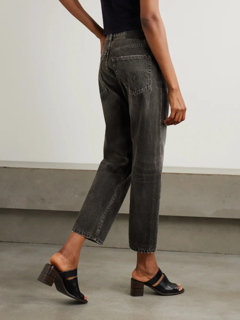 Back view of the R13 Boyfriend Low-rise Wide-leg Jeans