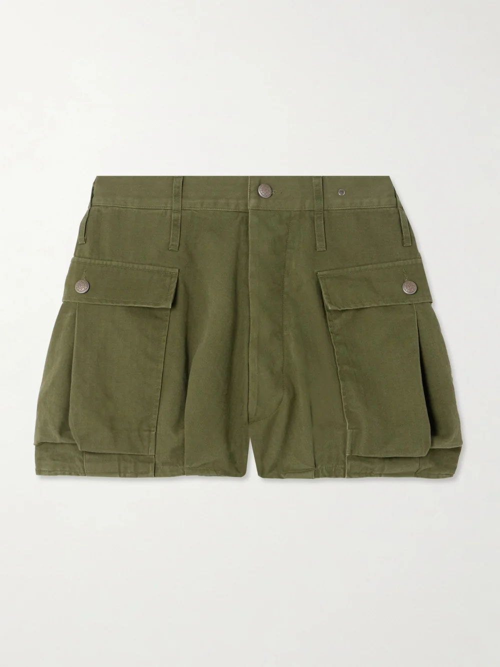 R13 Bubble Herringbone Cotton Shorts in army green