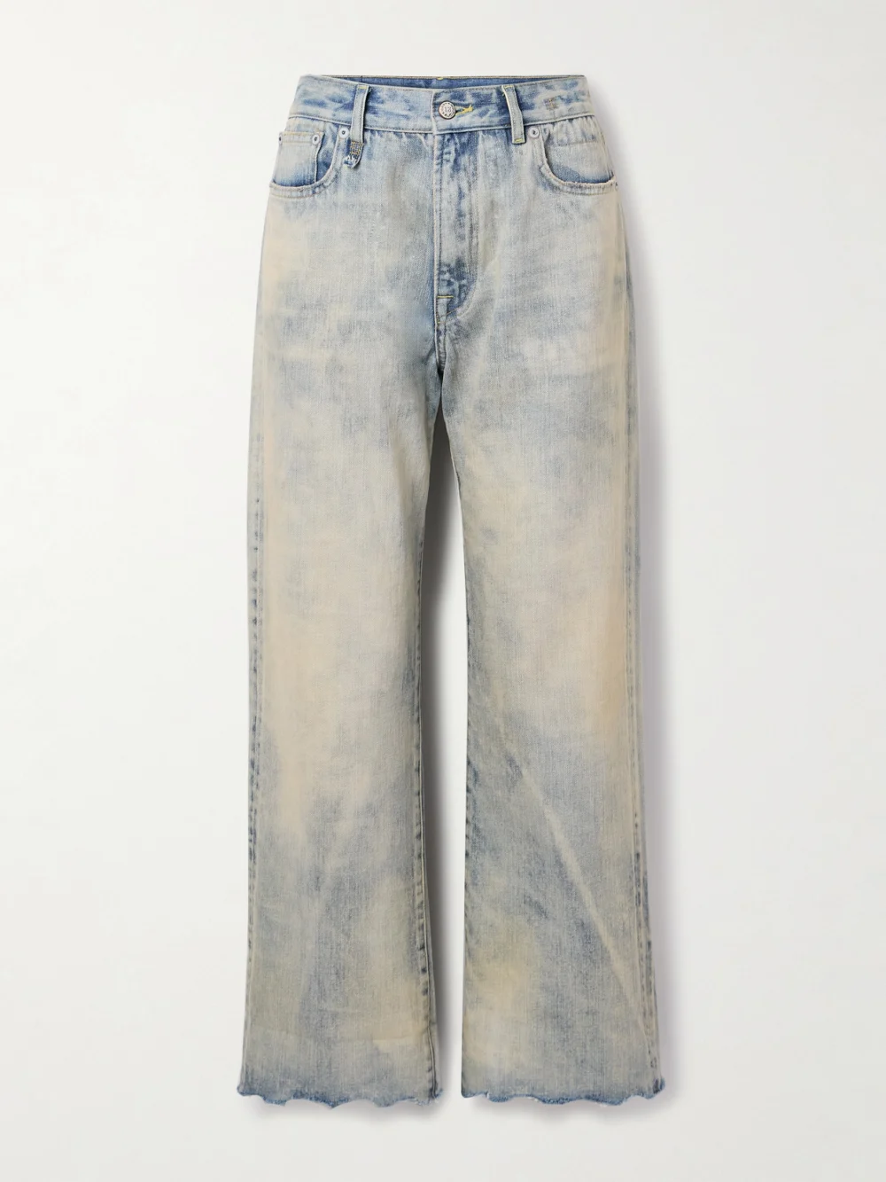 R13 Cuffed X-bf Frayed Low-rise Wide-leg Jeans in light denim