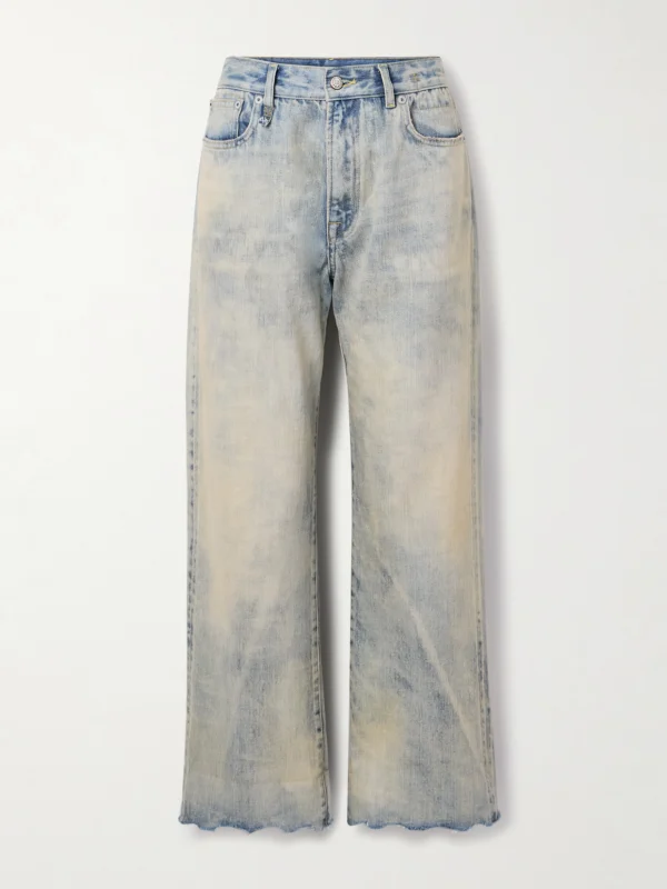 R13 Cuffed X-bf Frayed Low-rise Wide-leg Jeans