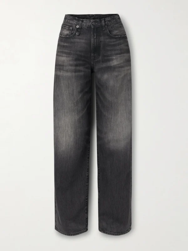 R13 D'arcy Loose Distressed Mid-rise Wide-leg Jeans