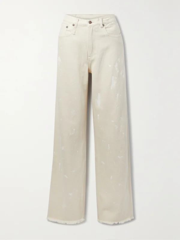 R13 D'arcy Paint Splatter Loose High-rise Wide-leg Jeans