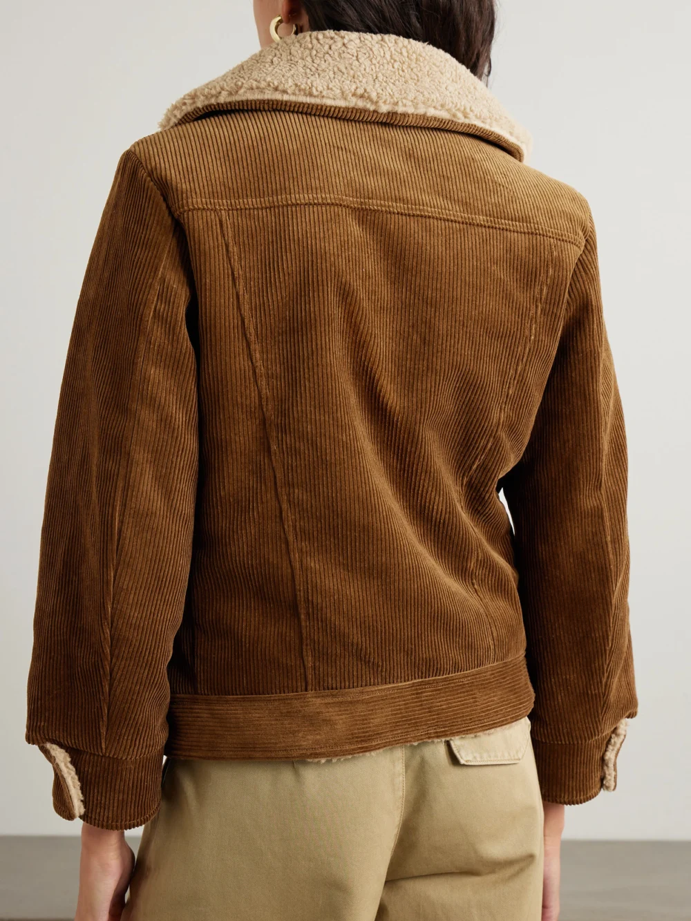 Back view of the R13 Faux Shearling-lined Cotton-corduroy Jacket