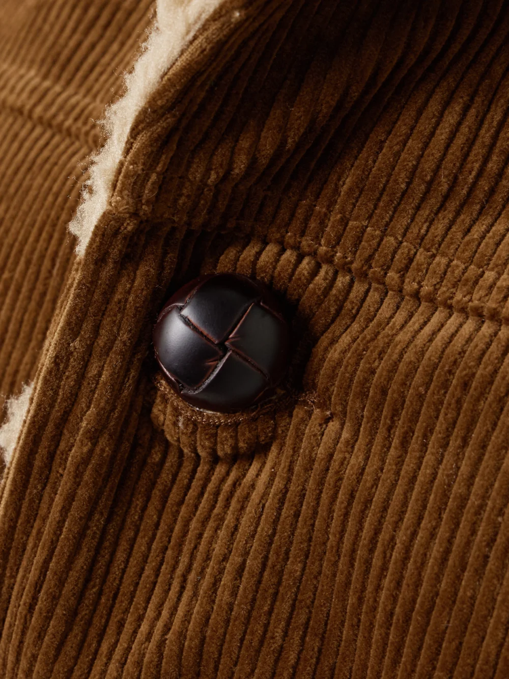 Close-up detail of the R13 Faux Shearling-lined Cotton-corduroy Jacket