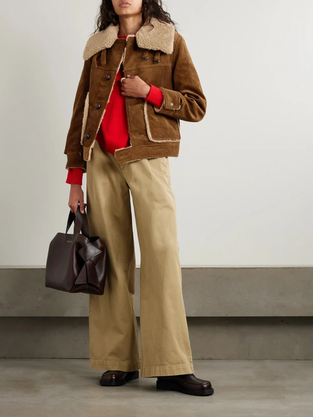R13 Faux Shearling-lined Cotton-corduroy Jacket, worn by a model