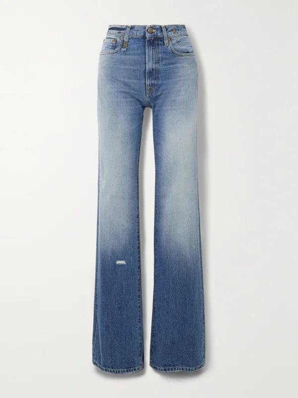 R13 Jane Distressed High-rise Straight-leg Jeans