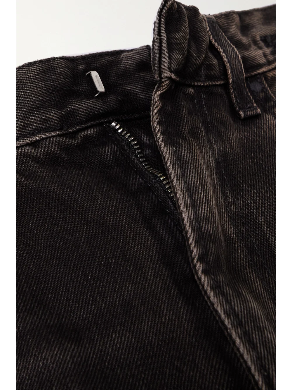 Close-up detail of the R13 Jane Paint-splattered High-rise Wide-leg Jeans